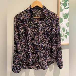 Express Sheer Button Up Blouse
